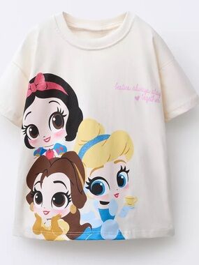 Zara Disney Princess Graphic Tee - Snow White, Belle & Cinderella long sleeve
